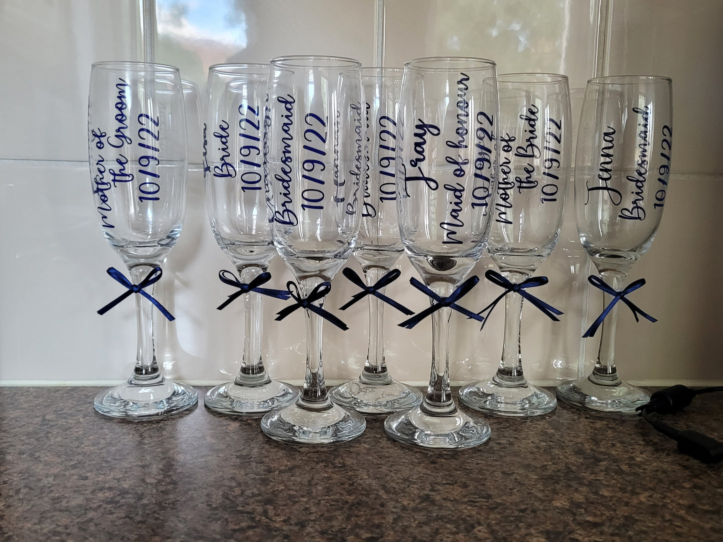 Personalised wedding glasses