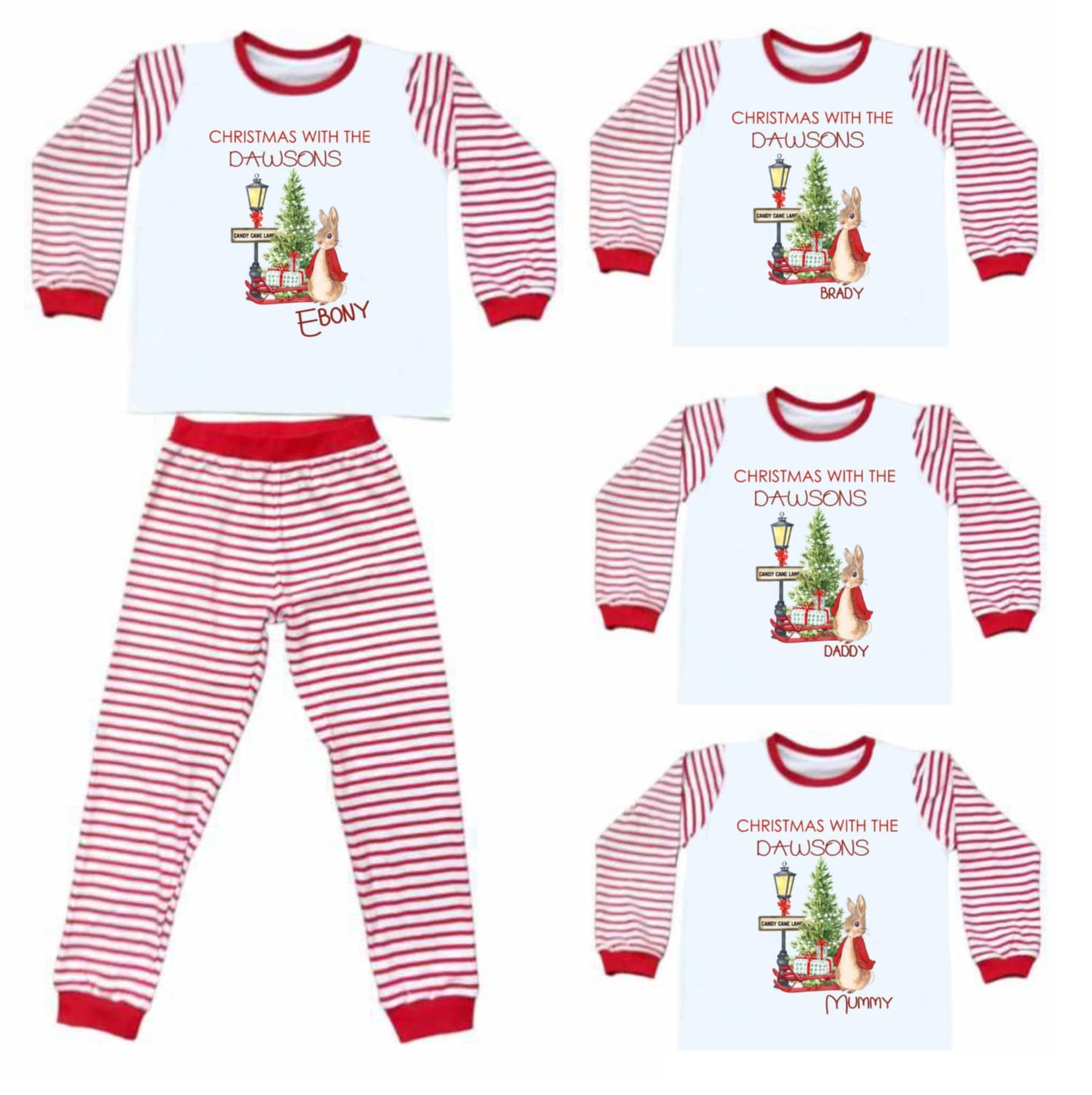Red Striped family matching pjs