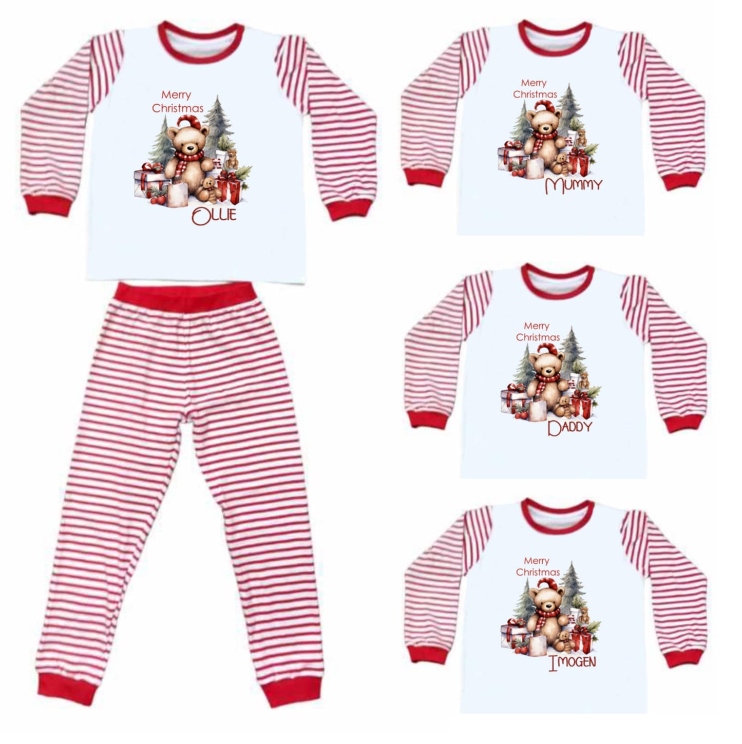 Red Striped family matching pjs