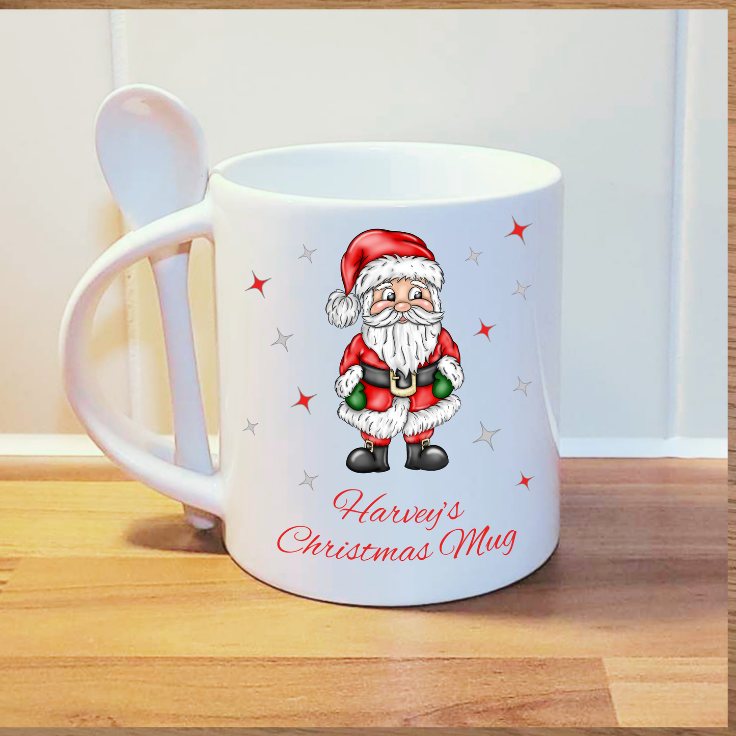 Christmas Mug and spoon set - white