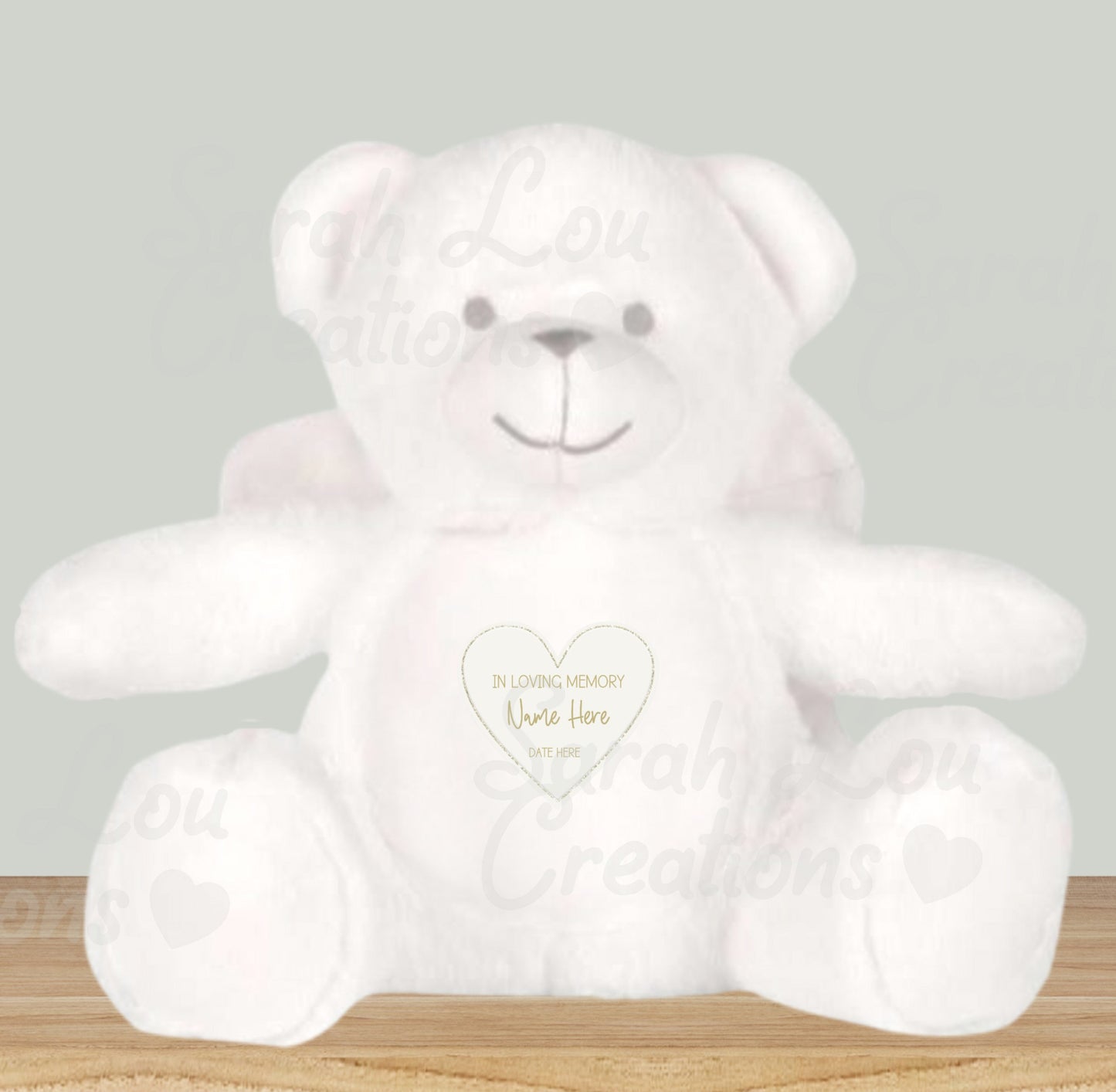 Angel wing memorial bear (hearts)