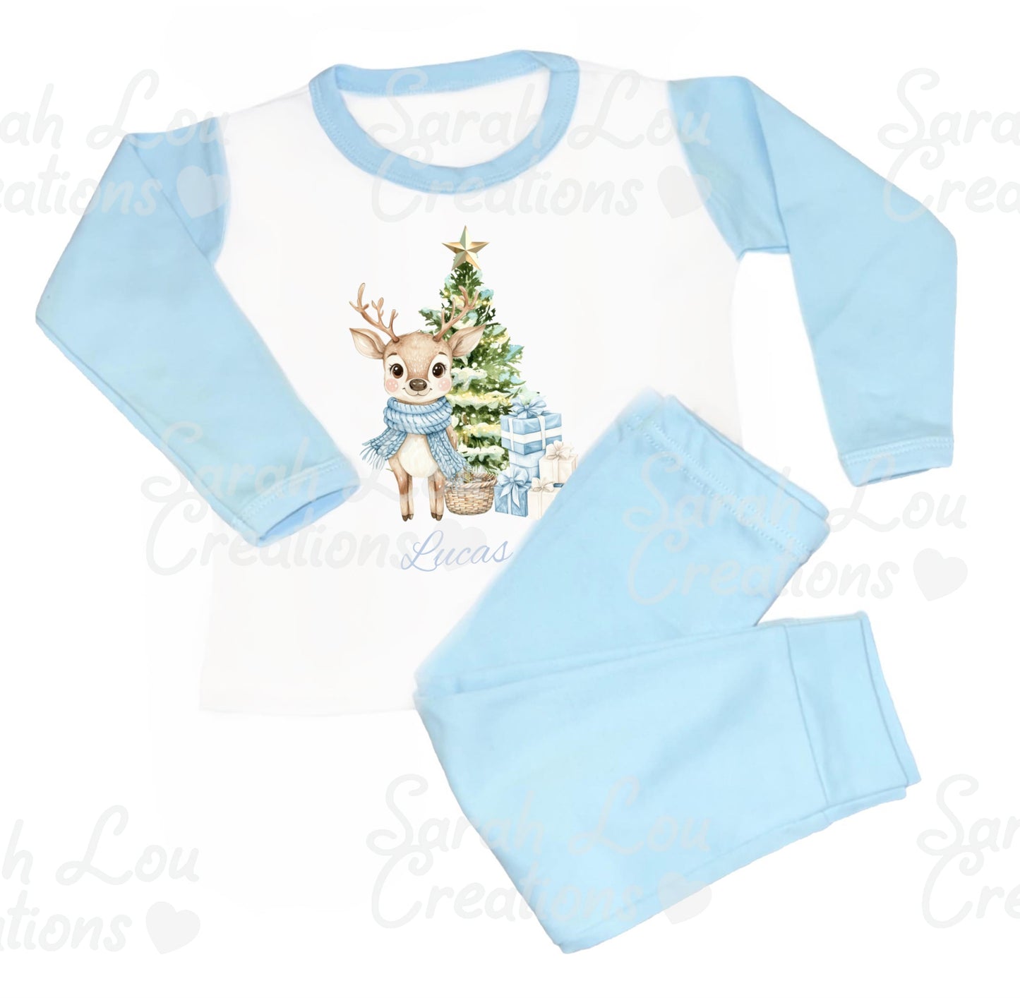 Children's Pink and Blue Christmas Pjs