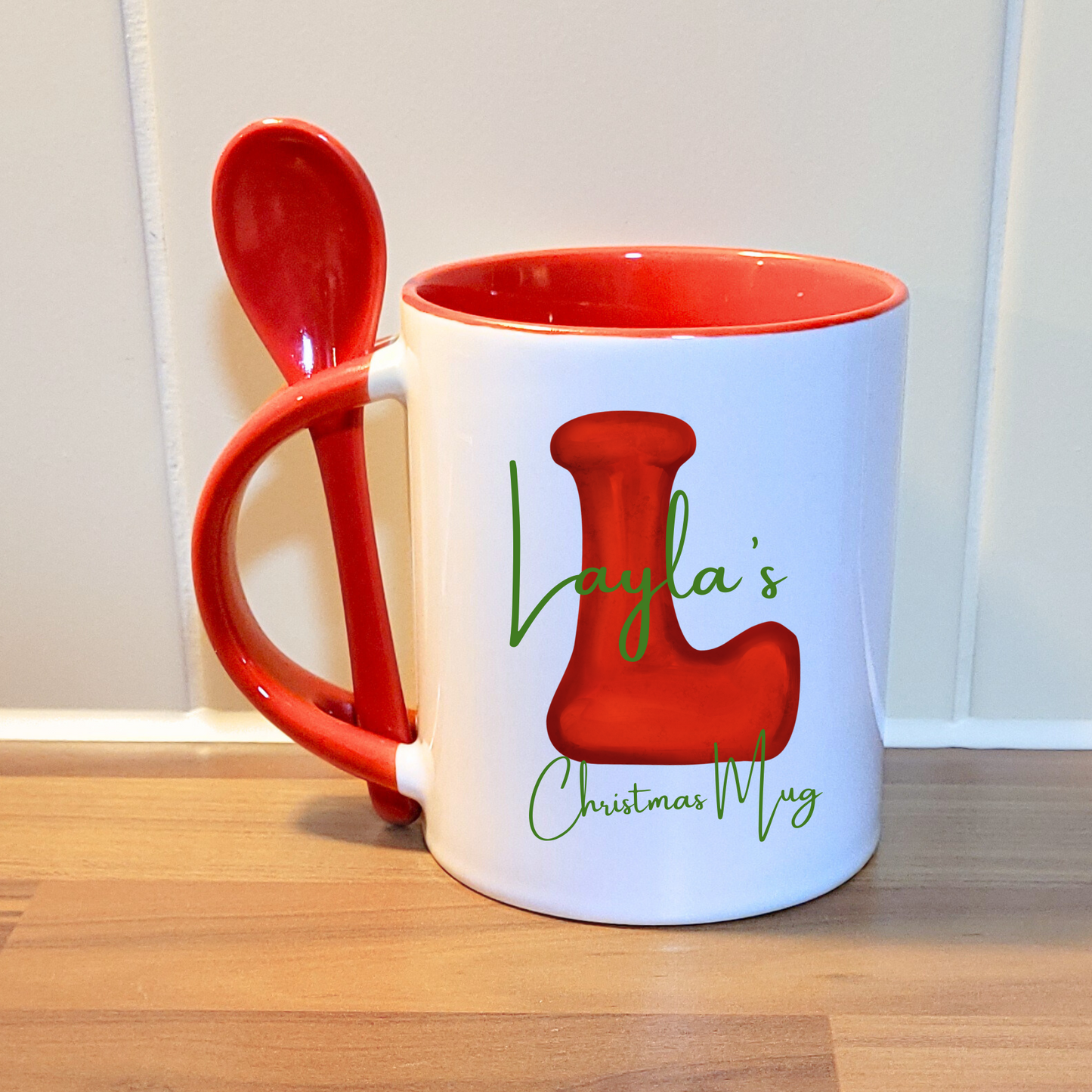 Christmas Mug and spoon set - red