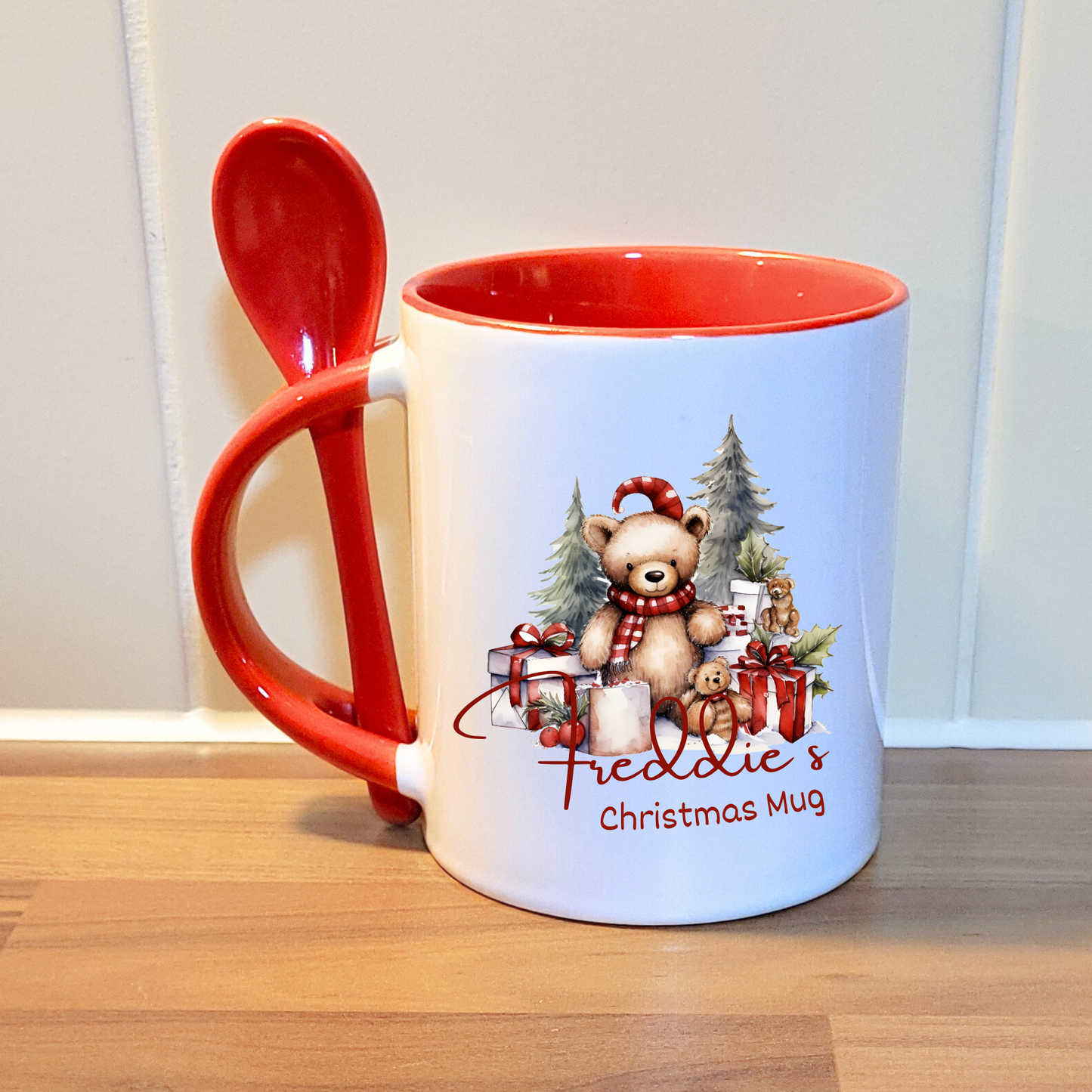 Christmas Mug and spoon set - red