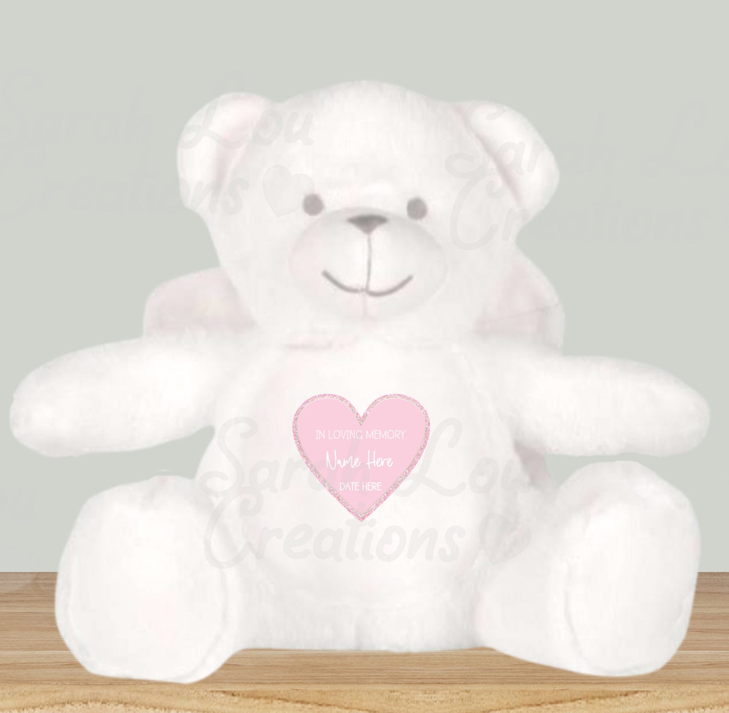 Angel wing memorial bear (hearts)