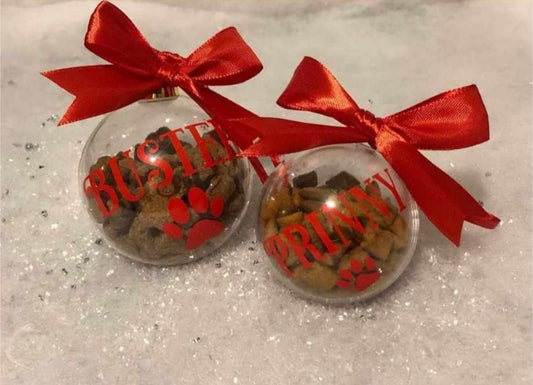 Pet-treat filled baubles