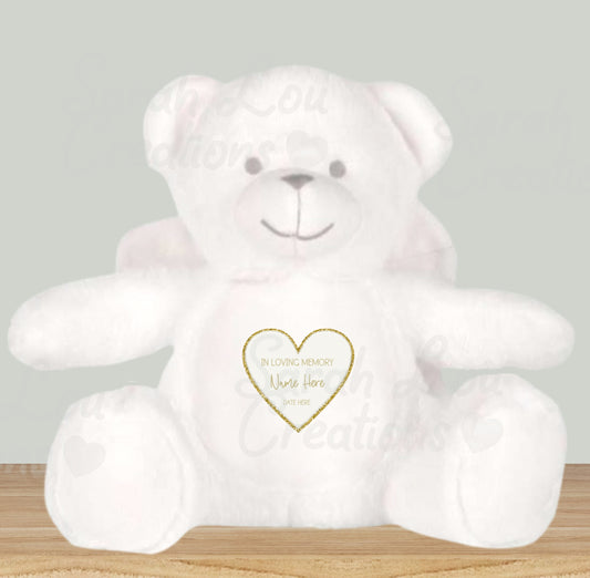 Angel wing memorial bear (hearts)