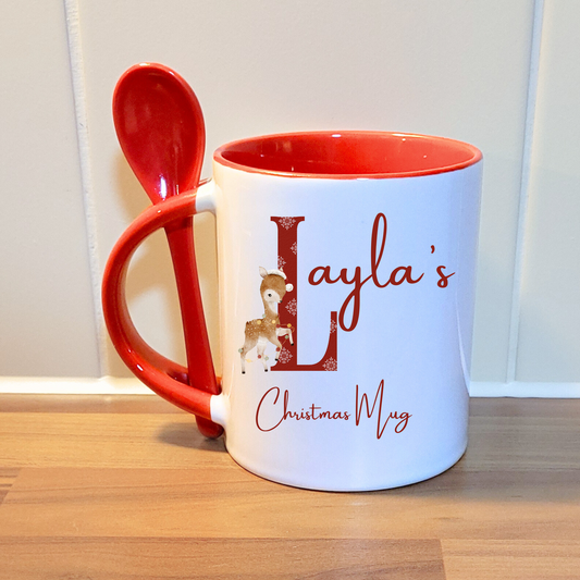 Christmas Mug and spoon set - red